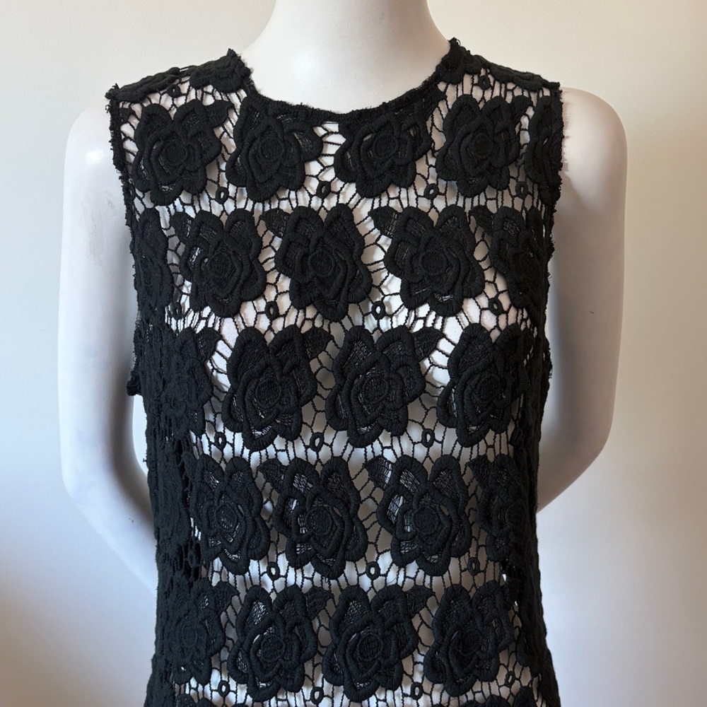 Dolce & Gabbana Black Floral Crochet Mini Dress - Picture 2 of 9